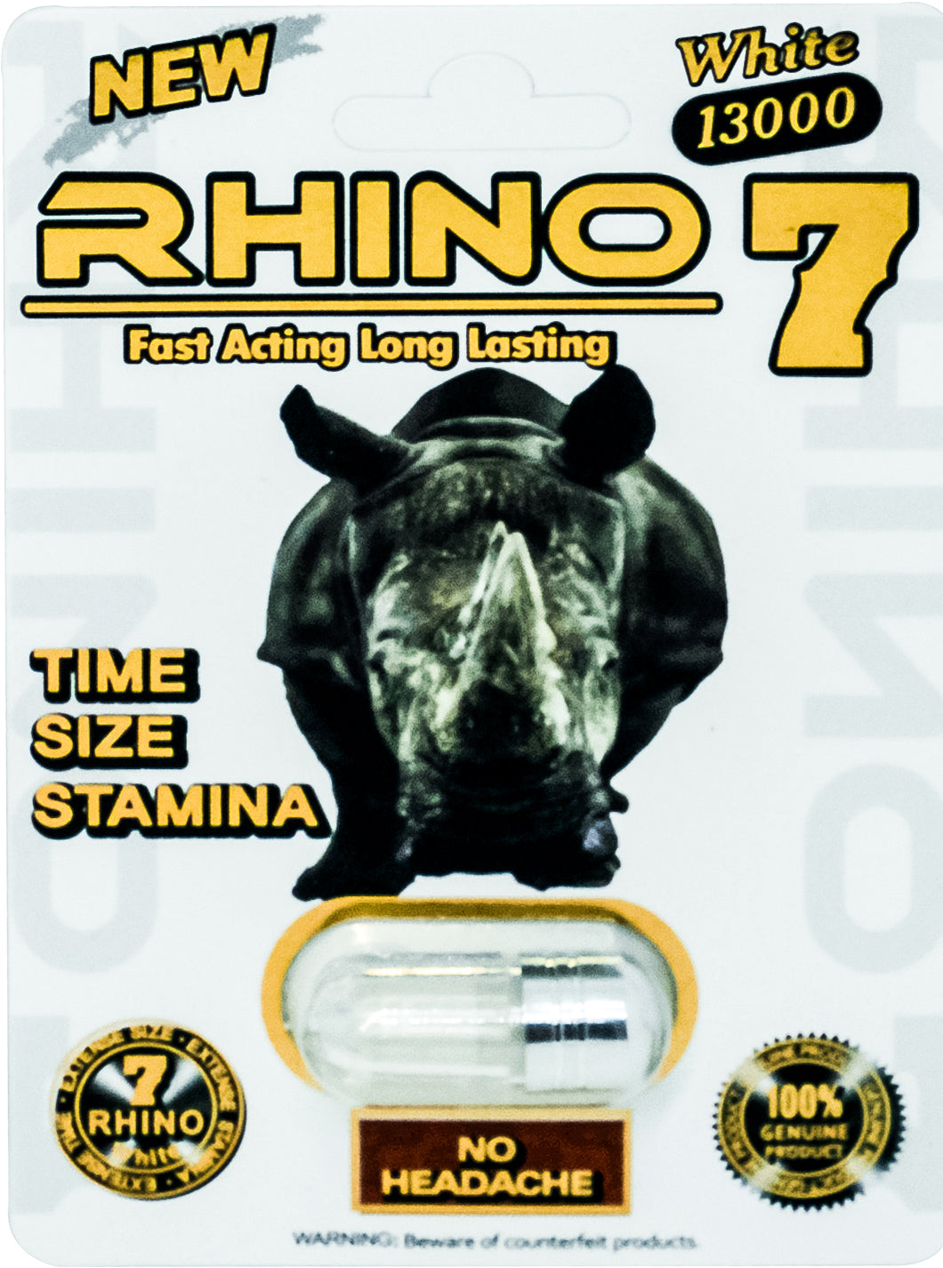 Rhino 7 WHITE 13000 - 10pills/ Fast Acting Amplifier for Strength, 10pills -Performance, Energy, and Endurance, Extra Strength